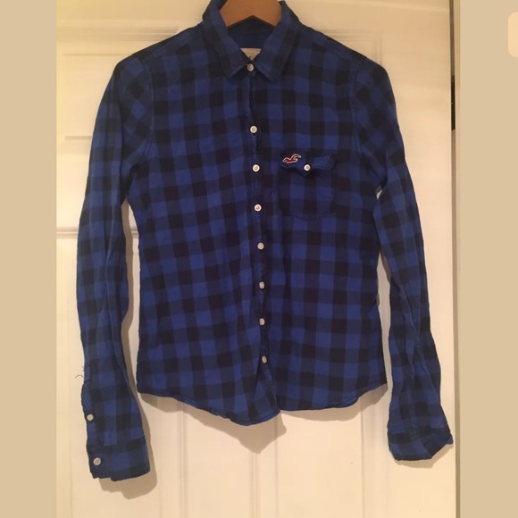 Hollister Plaid Shirt Blue Size medium - Picture 1 of 4